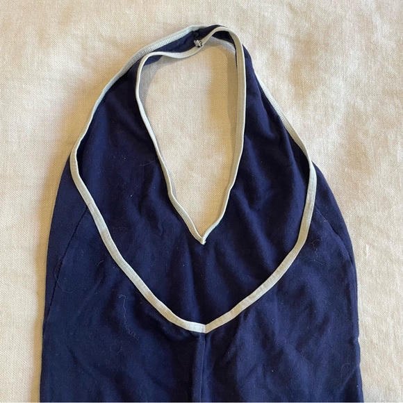 Blue halter bodysuit with white lining - Picture 3 of 6
